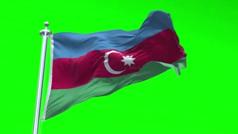 Azerbaijan Flag Waving in Loopable and Textured green screen background Stock Footage 296876441