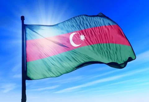 Azerbaijan flag waving on the wind Stock-Illustration