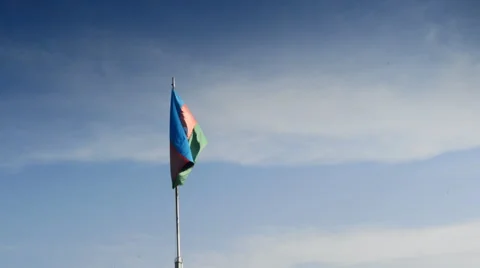 Azerbaijan flag in the wind. Stockbeeldmateriaal 62403531