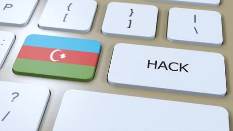 Azerbaijan Hack of Country or Hacker Attack 3D Illustration. Country National Stock Illustration