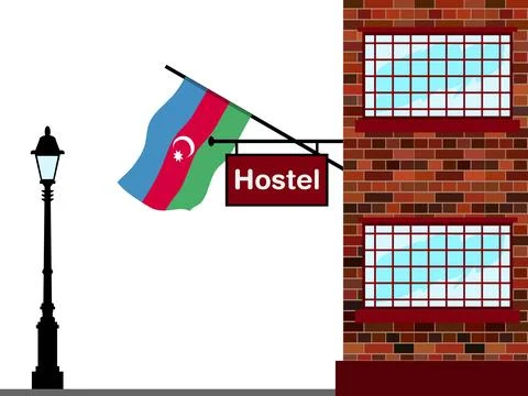Azerbaijan Hostels Vector Illustration Stock Illustration