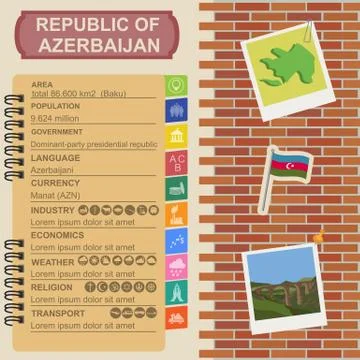Azerbaijan infographics, statistical data, sights 스톡 일러스트