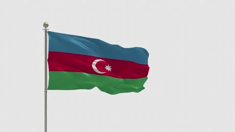 Azerbaijan Looping Of The Waving Flag Pole With Alpha Stock Footage 161945375