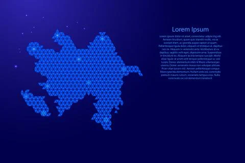Azerbaijan map abstract schematic from blue triangles repeating pattern Stock Illustration
