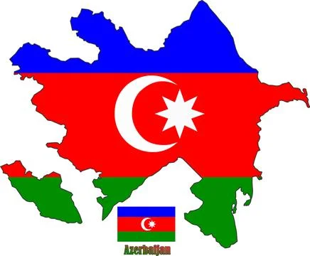 Azerbaijan Map and Flag Stock Illustration