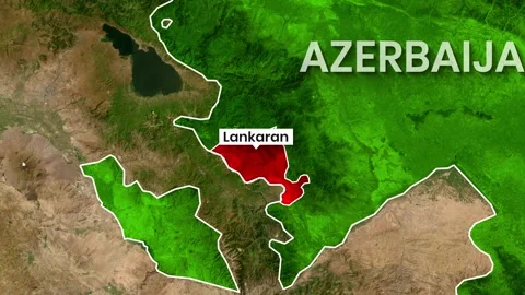 Azerbaijan map animation showing Lankaran region highlighted in red motion clip Stock Footage 342579955