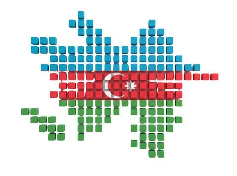 Azerbaijan map composed of flag cubes. Stock Illustration