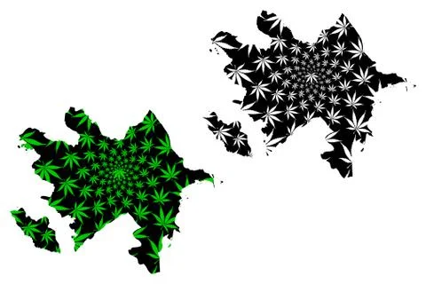 Azerbaijan - map is designed cannabis leaf Stock Illustration