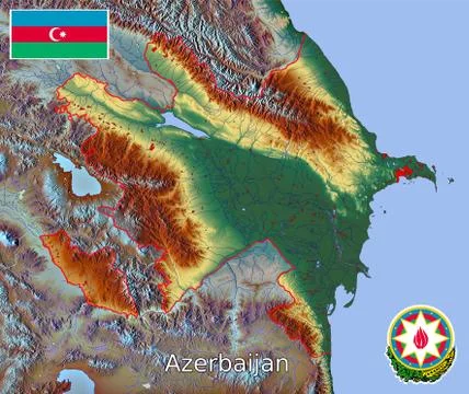 Azerbaijan map flag coat Stock Illustration