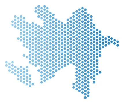 Azerbaijan Map Hex-Tile Scheme 库存插图