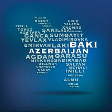 Azerbaijan map made with name of cities Stock Illustration