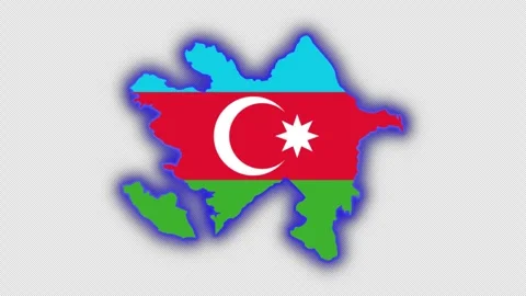 Azerbaijan map outline neon glow with national flag 스톡 동영상 343364932
