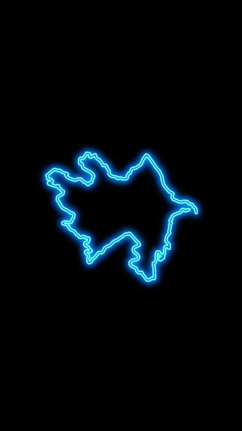 Azerbaijan Map Outline Neon Lights Stock Footage 333055814
