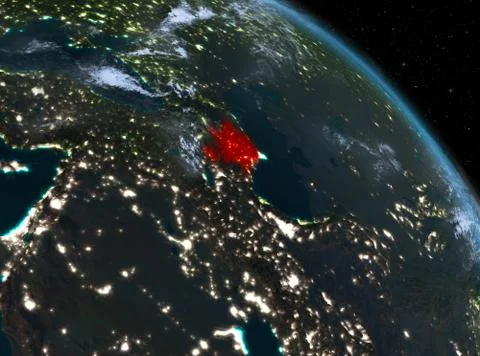 Azerbaijan at night from orbit Stock Illustration