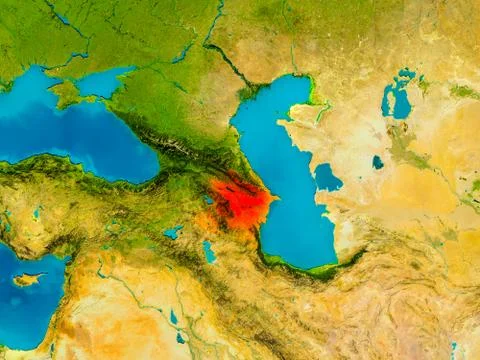Azerbaijan on physical map Stock Illustration