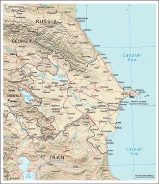 Azerbaijan physiography map Stock Illustration