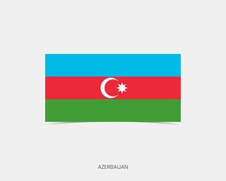 Azerbaijan Rectangle flag icon with shadow. Stock Illustration
