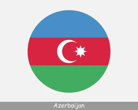 Azerbaijan Round Flag Stock Illustration