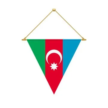 Azerbaijan triangle flag hanging, vector illustration Illustrazione stock