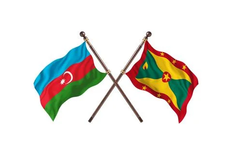 Azerbaijan Versus Grenada  Two countries Flags background Stock Illustration