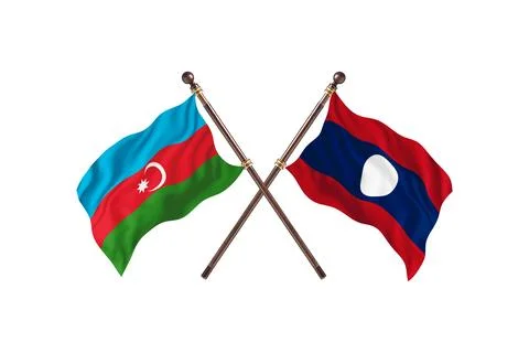 Azerbaijan Versus Laos  Two countries Flags background Stock Illustration