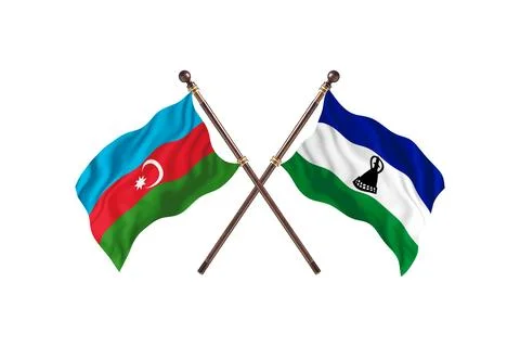 Azerbaijan Versus Lesotho  Two countries Flags background Stock Illustration