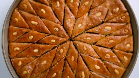 Azerbaijani baklava on the table. Selective focus. Stock Footage 169182757