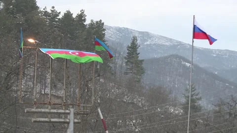 Azerbaijani eco-activists protesting illegal exploitation Khankandi-Shusha road Stock Footage 228256261