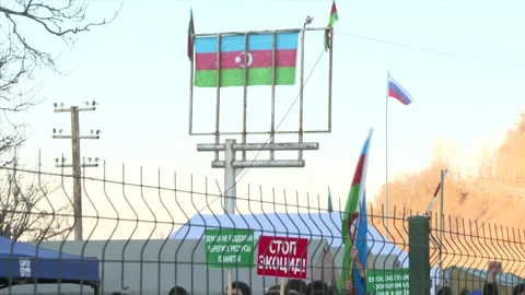 Azerbaijani Eco-Activists Protesting Illegal Exploitation Khankandi-Shusha Road Stock Footage 229466646
