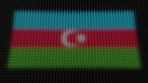 Azerbaijani Flag Light Shining on Scrolling Bullets Stock Footage 283168766