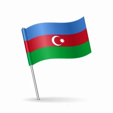 Azerbaijani flag map pointer layout. Vector illustration. Stock Illustration