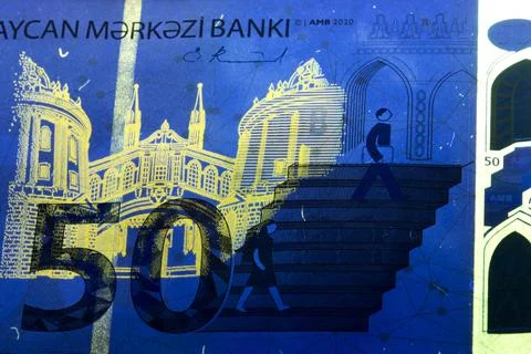 Azerbaijani manat in UV rays Stock Photos