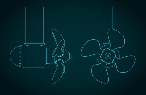 Azimuth thruster blueprint Stock Illustration