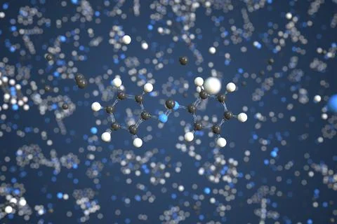 Azobenzene molecule, conceptual molecular model. Scientific 3d rendering Stock Illustration