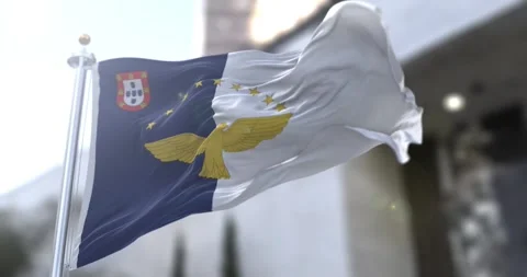 Azores flag waving-seamless-loop-4k-60fps Stock Footage 343804511