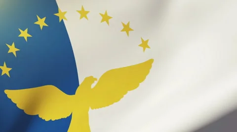 Azores flag waving in the wind. Looping sun rises style.  Animation loop Stock Footage 48274971