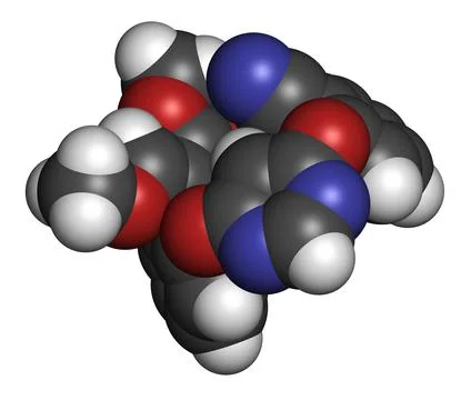 Azoxystrobin fungicide molecule. 3D rendering. Stock-Illustration