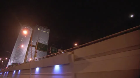 Azrieli from moving car night Stock Footage 25135684