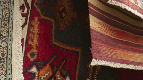 Aztec carpet rugs pattern texture geometry ethnic interior Stock Footage 151142967