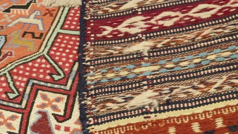 Aztec carpet rugs pattern texture geometry ethnic interior Stock Footage 151143435