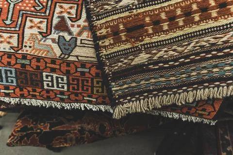 Aztec carpet rugs pattern texture geometry ethnic interior Foto stock