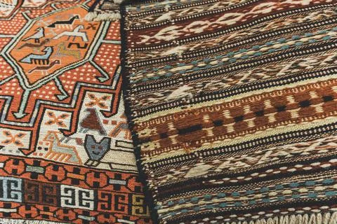 Aztec carpet rugs pattern texture geometry ethnic interior Foto stock