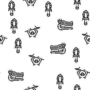 Aztec Civilization Seamless Pattern Vector Illustrazione stock