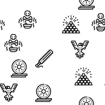 Aztec Civilization Seamless Pattern Vector Stock Illustration