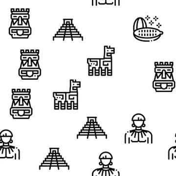 Aztec Civilization Seamless Pattern Vector Stock Illustration