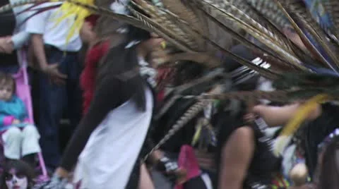 Aztec dancers performing dancing ritual 3 動画素材 19119587