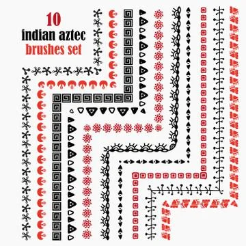 Aztec design brushes set. Stock Illustration