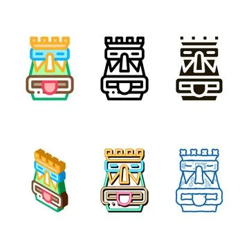 Aztec diversity totem icon vector outline Illustrazione stock