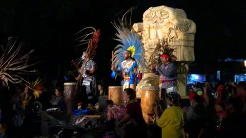 Aztec Drummers Perform Stock Footage 97968138