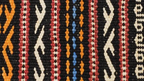 Aztec embroidered pattern color stitches blanket symmetry Stock Footage 121728798